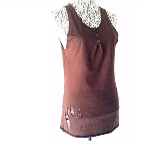 Dolce & Gabbana Brown Distressed Knit Tank Top 46 - Picture 1 of 4
